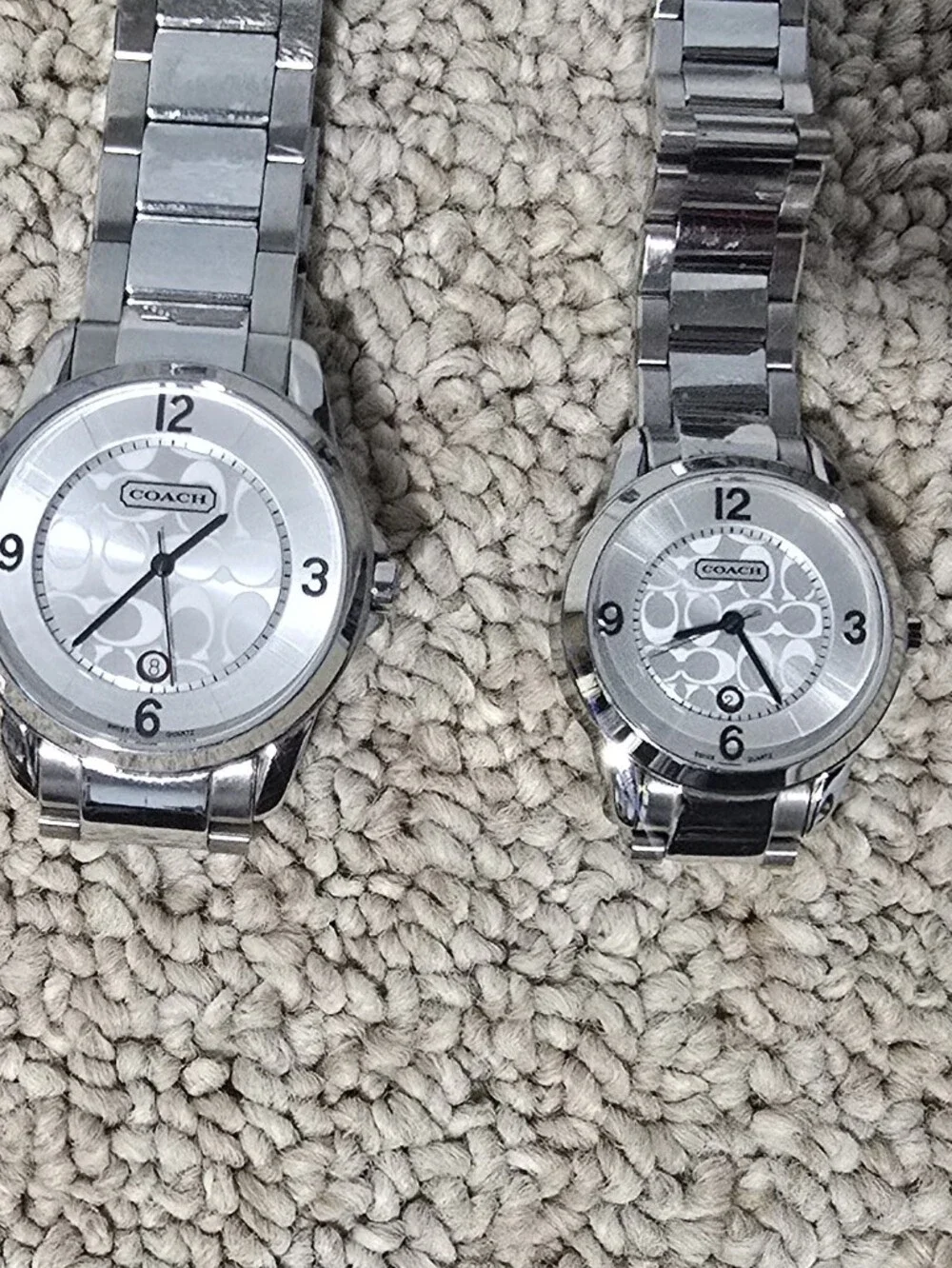 Matching His And Hers Coach Silver-Tone Stainless Steel Watches With Extra Links